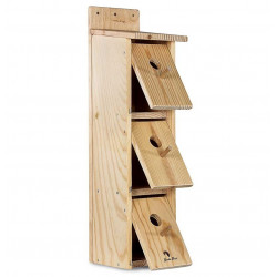 Caja nido de madera triple para colonia de gorriones