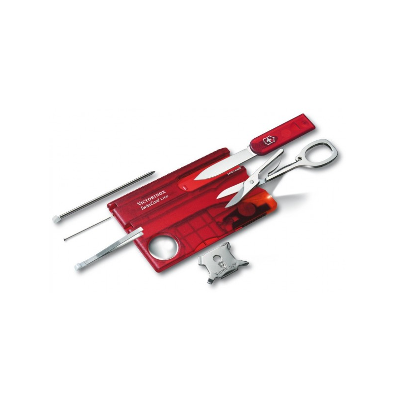 VICTORINOX SWISS-CARD LITE ROJA TRANSPARENTE CON LUZ